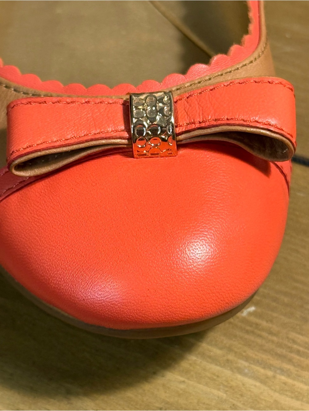 Coach Dorie ballet flats-ginger tan and cerise coral. Size 7. Coquette style - Picture 6 of 10